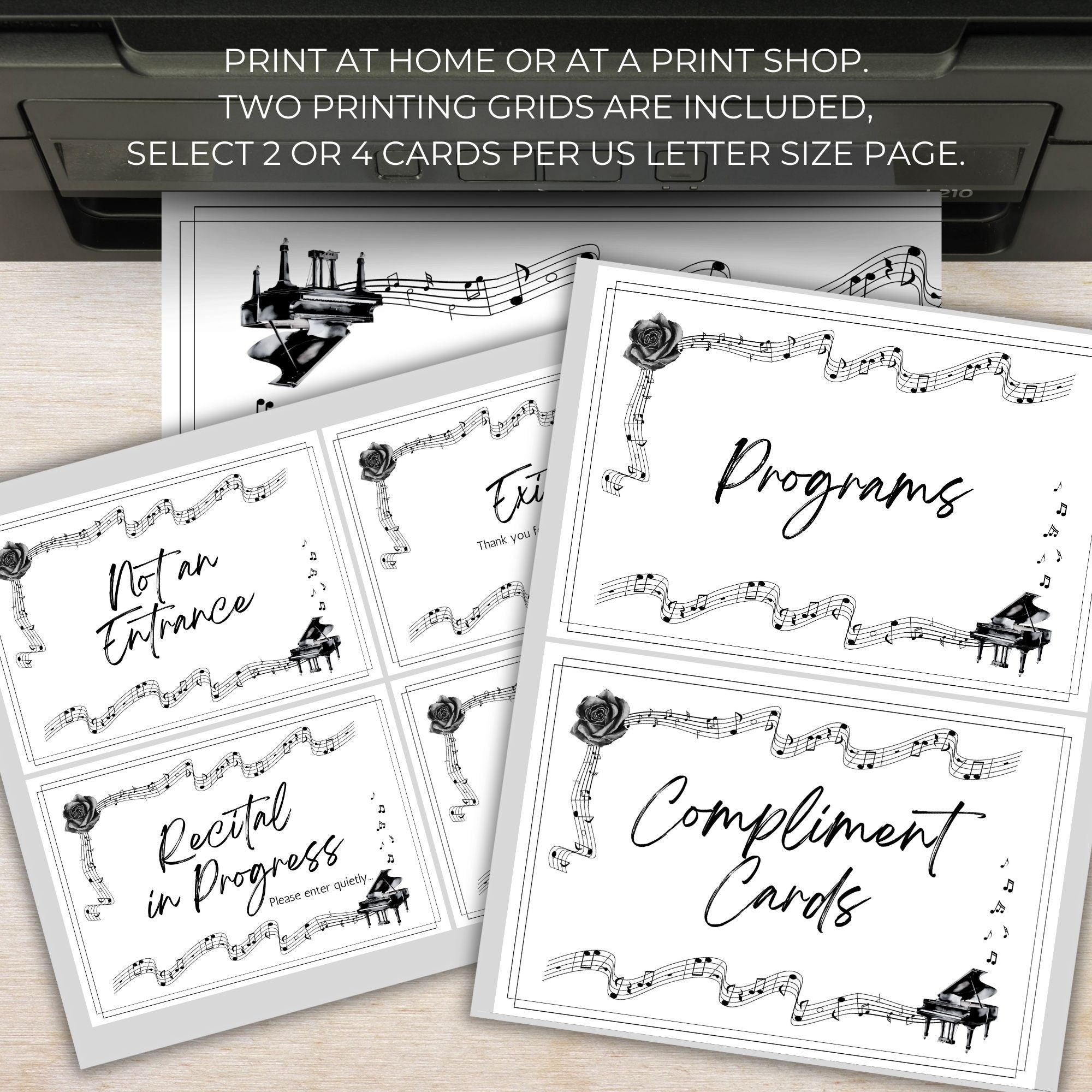 Piano Recital Signs, Simple Modern Signage to Guide Audience, Welcome ...