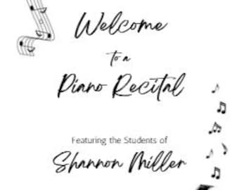 Benutzerdefinierte Klavier Recital Programm Vorlage und Komplimentkarten für Jacqueline