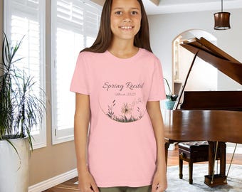 Camiseta personalizada para recital de música juvenil, camiseta de piano para primavera/verão, camiseta com texto personalizado, uniforme personalizado para apresentações musicais, Dandelion NT03