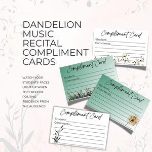 Biglietti di complimento per saggi musicali, risorsa stampabile per insegnanti di pianoforte, incoraggia la positività, PDF scaricabile immediatamente, tema verde salvia NT03G