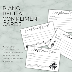 Glückwunschkarten für Musikabende, einfaches modernes Schwarzweiß, druckbare Datei für Klavierlehrer, Positivität fördern, Sofort-Download PDF-Datei -NT01P