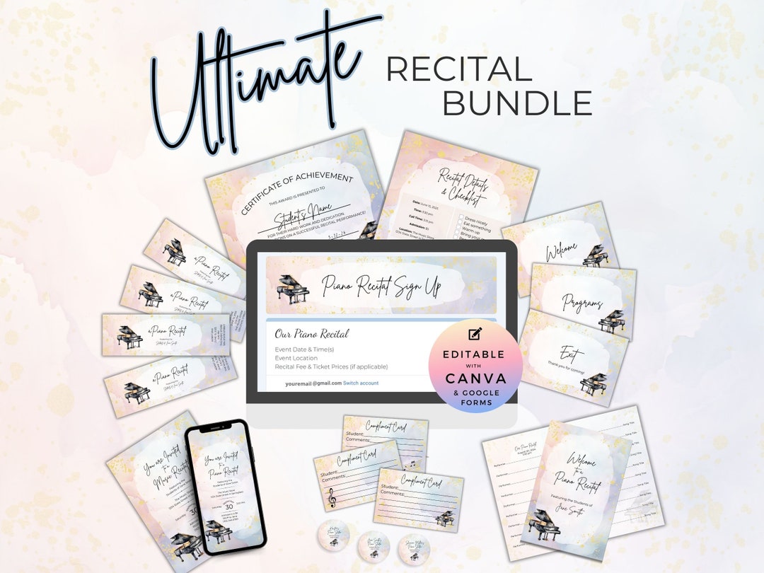 Piano Recital Bundle, Event Planning Templates, Sign Up, Invitation ...