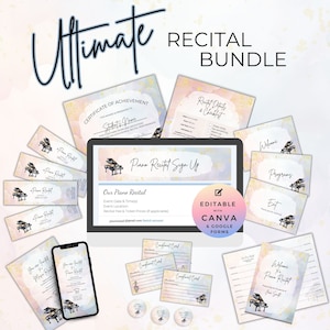 Piano Recital Bundle, Event Planning Templates, Sign Up, Invitation, Checklist, Signs, Tickets, Program, Certificate, Compliment Cards NT02