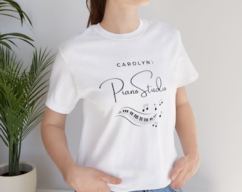 Camiseta personalizada para estúdio de piano, camiseta para professor de música, camiseta com notas musicais, presente personalizado para pianistas, camiseta para educadores, para amantes da música