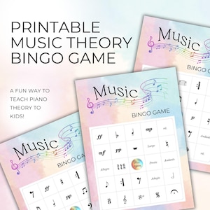 Bingo musical (50 cartones), juego para clases en el aula y en grupo, actividad divertida para todas las edades, descarga instantánea e imprimible, teoría musical y símbolos.