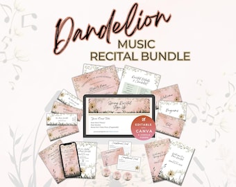 Music Recital Bundle, Event Planning Templates, Sign Up, Invitation, Checklist, Signs, Tickets, Program, Certificate, Compliment Cards NT03