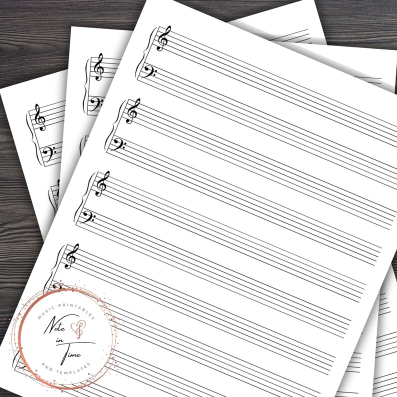 Music Manuscript Paper, Printable Blank Sheets, Piano Grand Staff