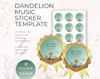 Modelo de adesivo para recital de música, recompensa por conquistas para alunos de piano, editável no Canva, recurso educacional para professores, verde sálvia NT03G