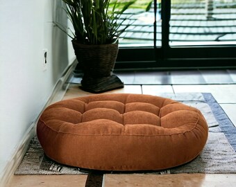 Meditation Round Floor Pillow, Seating Floor Cushion, Balcony Cushion, Chair Seat Cushion, Floor Cushion, Large Pillow, Thick Tufted Cushion