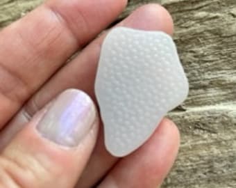 Surf tumbled white beach glass textured authentic frosted pendant size genuine sea glass