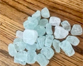 Cubed beach glass white pale aqua authentic frosted surf tumbled crackle cubes genuine lot