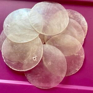 20 White Capiz Shells 2", Pre-drilled Natural thin Round Shells, Beach Craft Supplies, Coastal Decor, Seashells for DIY, Wedding Decor