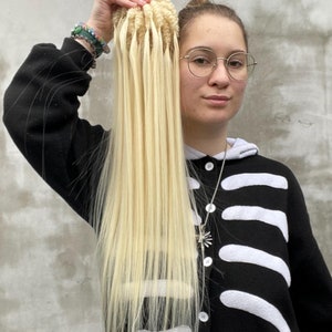 Faux Blonde Straight hair - Festival Brushable hair falls, Synthetic Double ended dreads extensions, Voluminous Boho Hippie locs, Full set