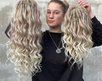 Natural blonde Curly Dreads - Synthetic Double Ended Dreadlocks, Faux Festival Hair, Boho Hippie Locs