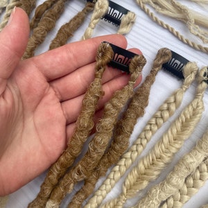 Clip-In Dreadlocks, braids and curls Extensions - Handmade hair accessories, Bohemian hippie hairstyle gift set, Festival synthetic dreads