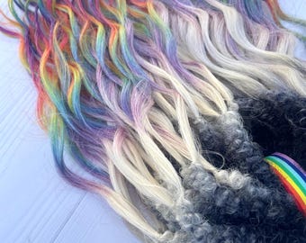 Rainbow Festival Curly Dreadlocks – Synthetic Double Ended Hair Extensions