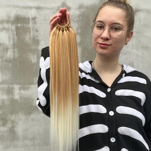 Blondes Pferdeschwanz Band - Boho Hippie Haargummi, Festival Haar Accessoire Geschenkset, Faux Loks, Dreadlocks, Locken, Zöpfe