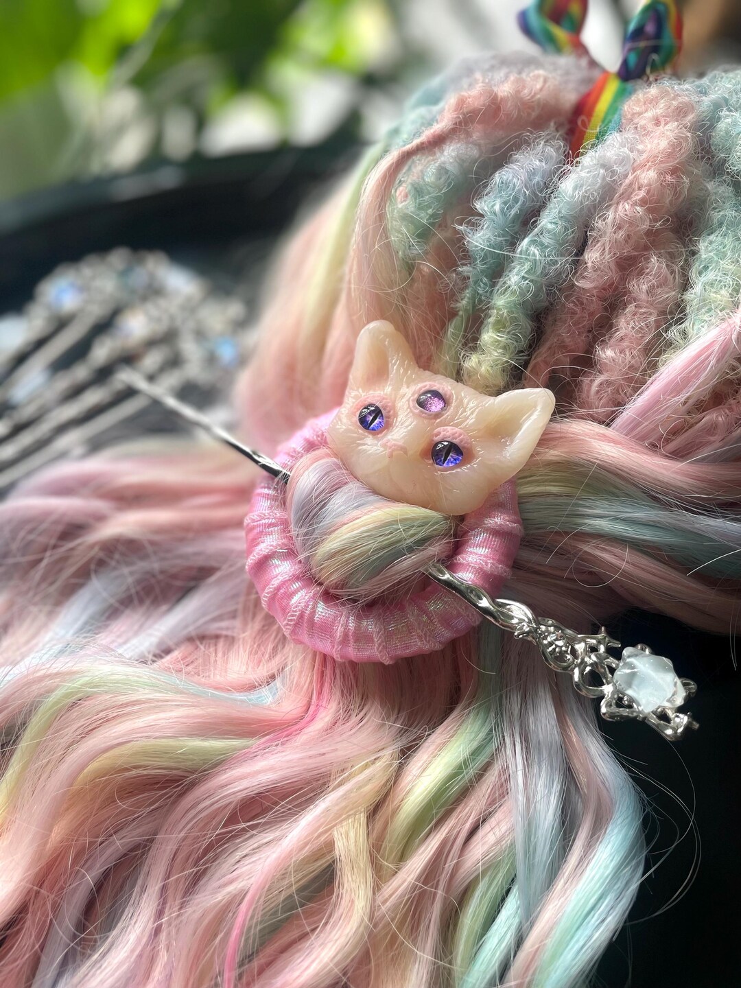Random Head Accessory Moon Cat Hair Accessory for Dreadlocks - Festival Accent Dreads Gift ...
