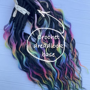 Rave Black & Colorful Curls - Rainbow Curly Dreads, Synthetic Boho Dreadlocks, Faux Double Ended Festival Hair, Hippie Locs Falls, Full Set