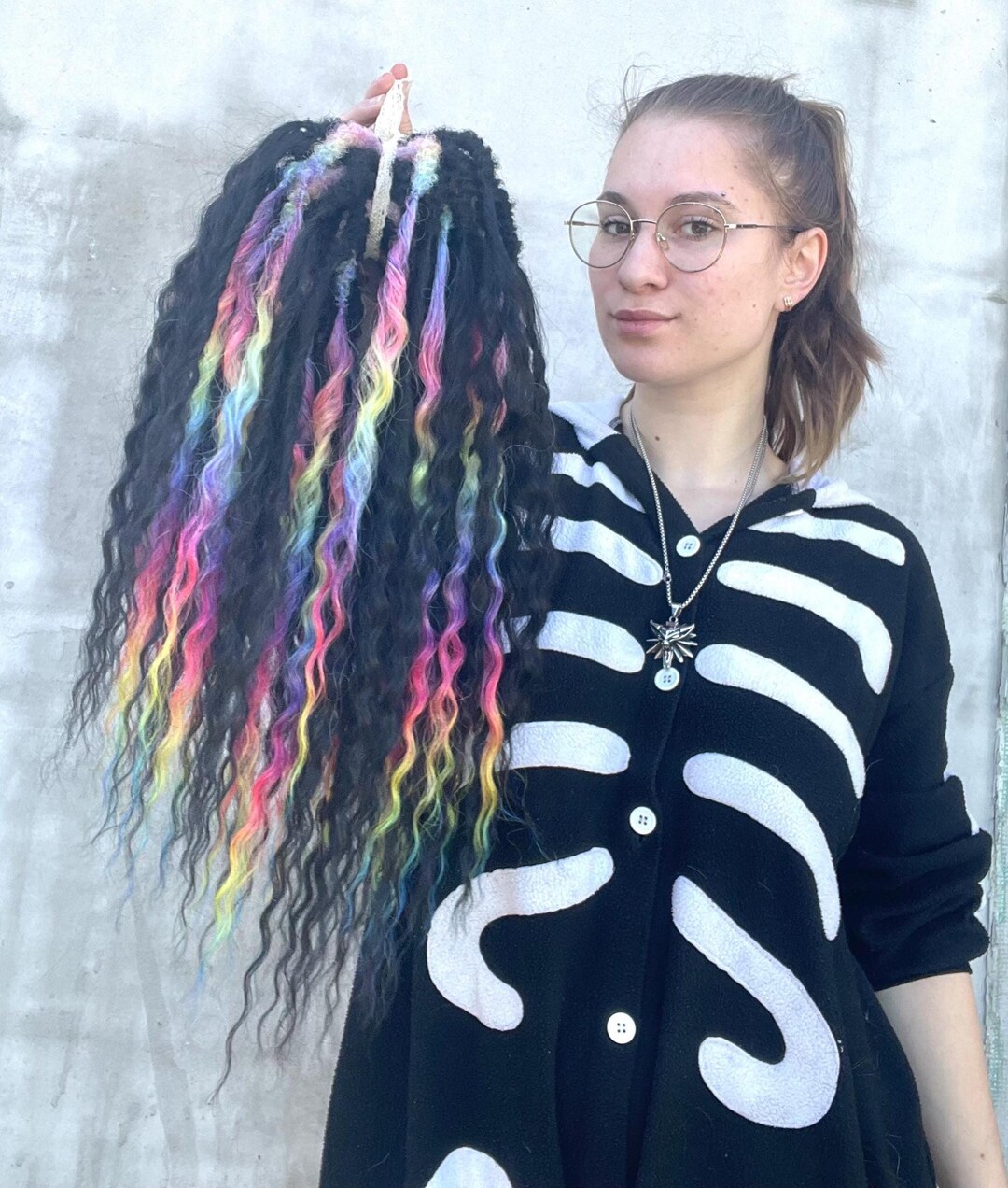 Remake Super long black ombre rainbow dreadlock wig Myhairandstuff main image 4