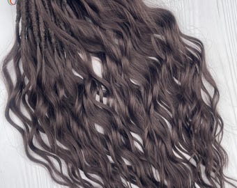 Brown Synthetic Dreadlocks – Brushable Dreads, Festival Boho Curls, Accents Hair Extensions