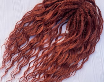 Ginger Copper Curly Dreadlock Extensions – Double Ended Synthetic Dreads