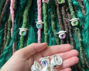 8mm Polymer Clay Dread Beads – Mystic Eyes, Fantasy Hair Accessories, Halloween Dreadlock Jewelry