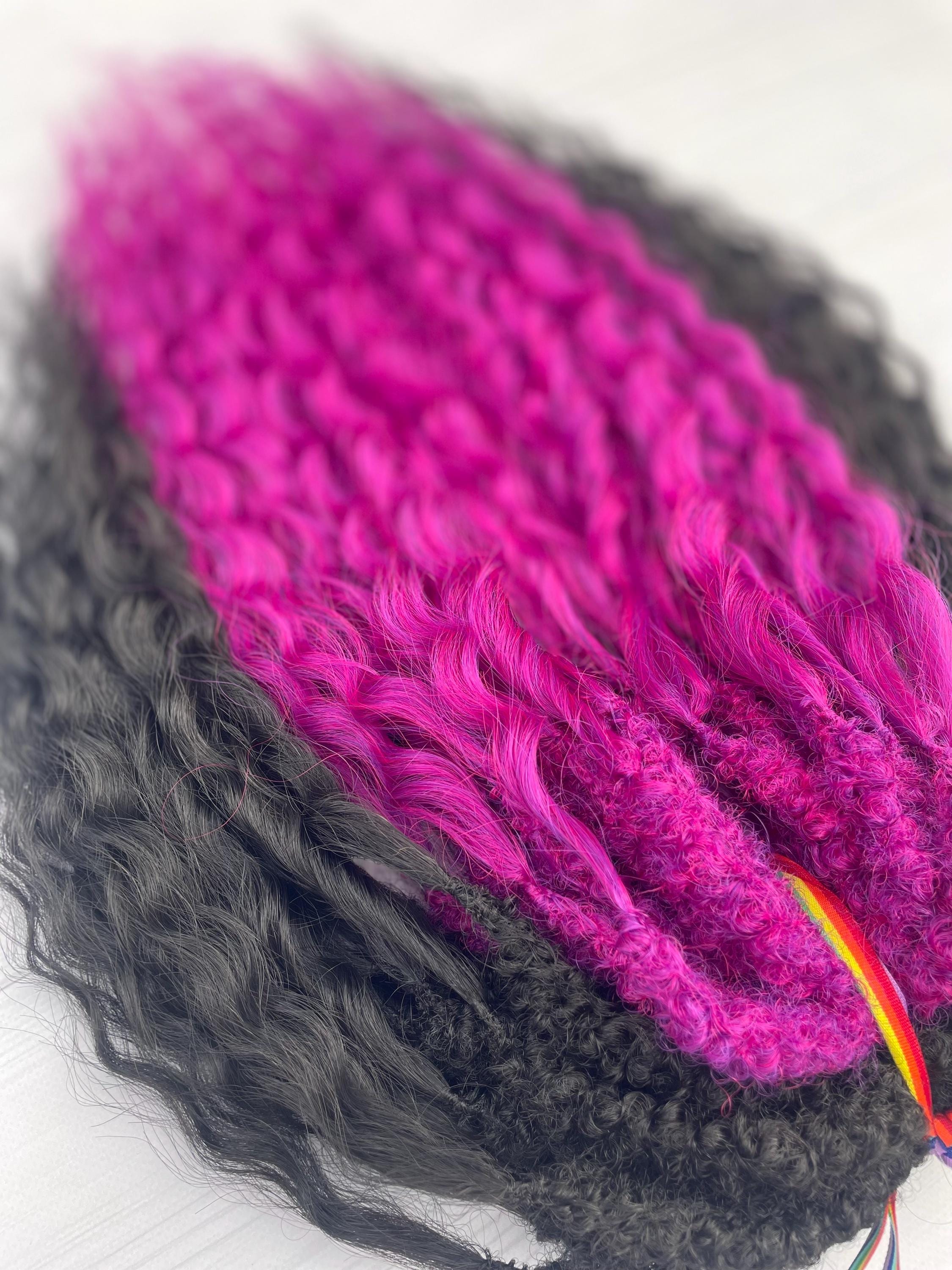 Black & Magenta Festival Curls - Boho Synthetic Dreadlocks - Etsy