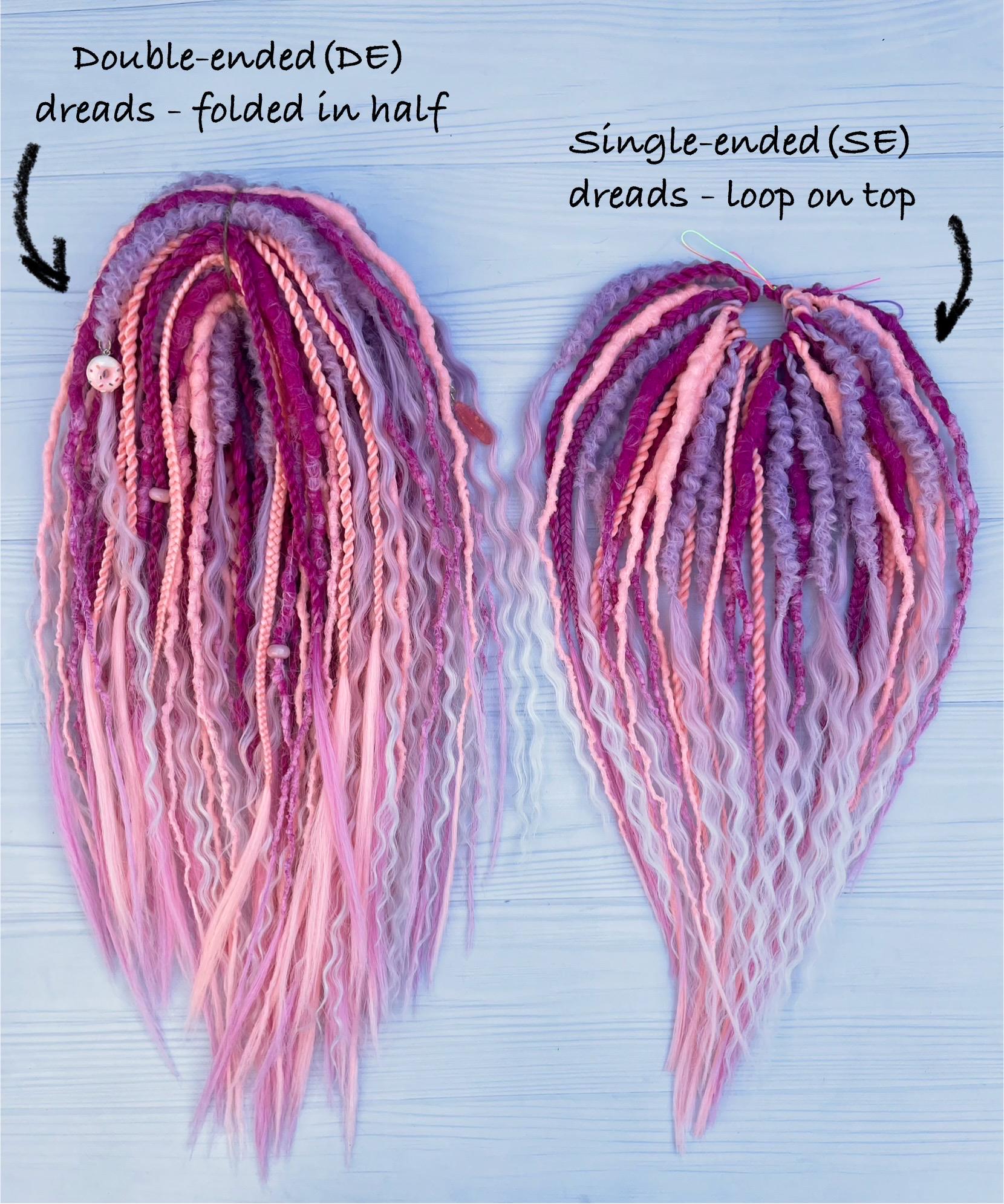 Pink & Peachy Curly Dreadlock Extensions – Handmade Festival Faux