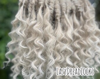 Curly Dreadlocks Extensions in Platinum Blonde - Boho Festival Curls Double Ended Synthetic Wavy Locs Voluminous Crochet Wavy Hair Full Set