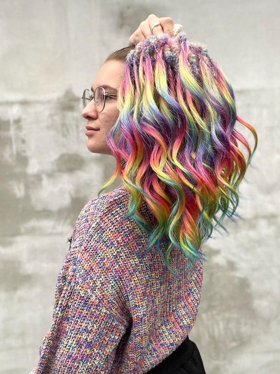 Rainbow Colors Short Festival Curls - Synthetic Double Ended  display picture 1
