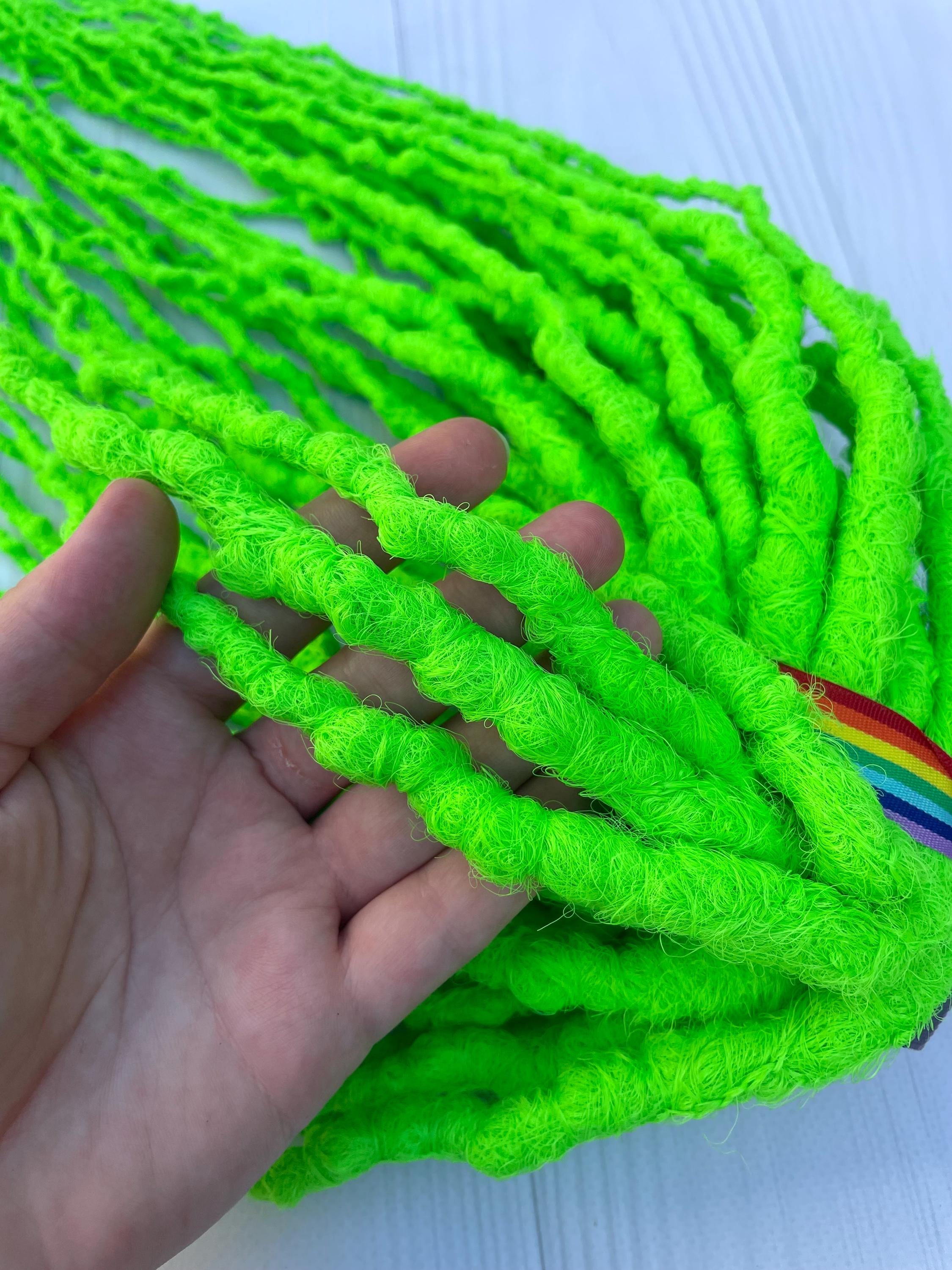 Lime Green Synthetic Dreadlocks – Cyber Rave Hair Extensions - Etsy