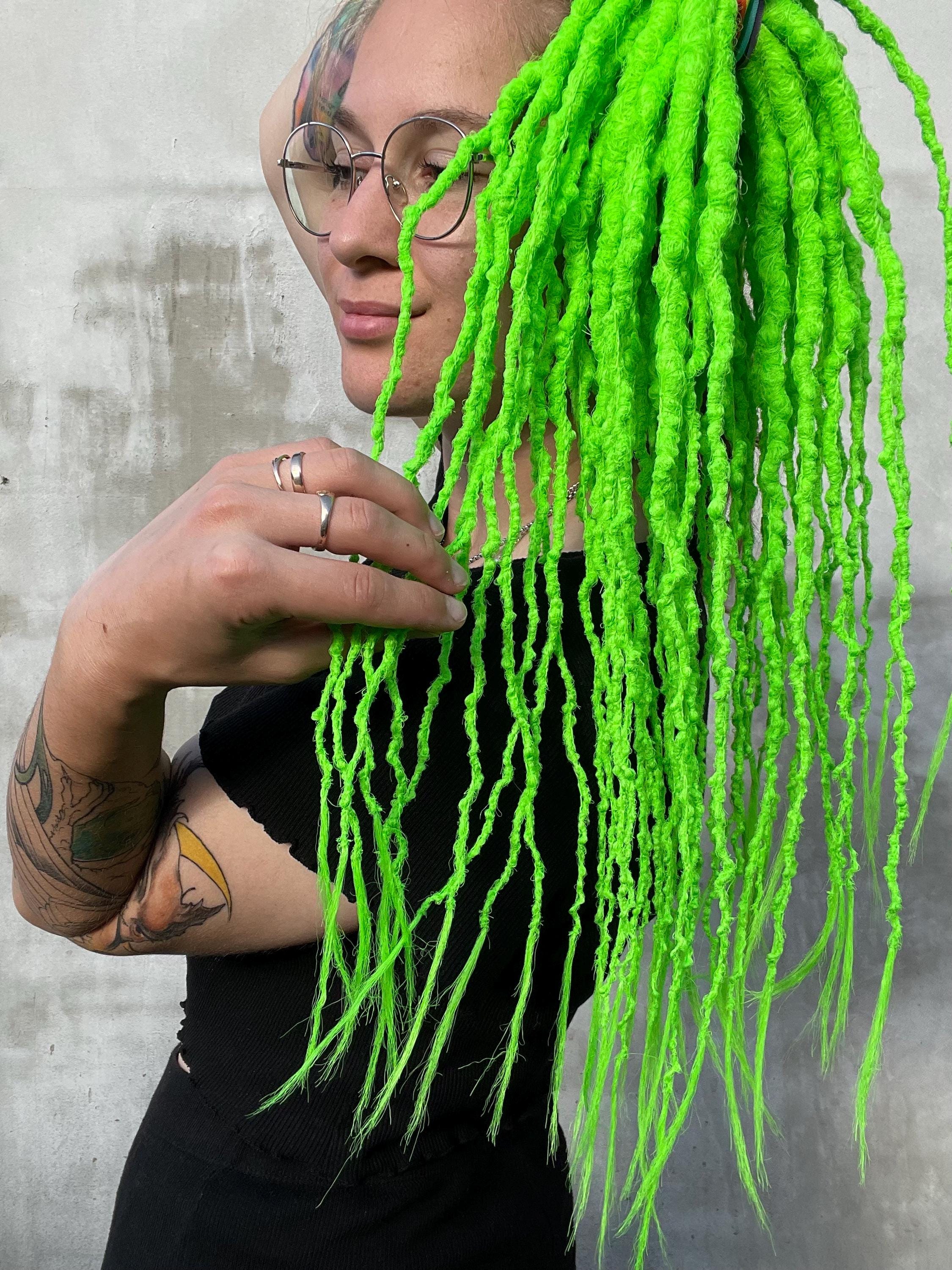 Lime Green Synthetic Dreadlocks – Cyber Rave Hair Extensions - Etsy