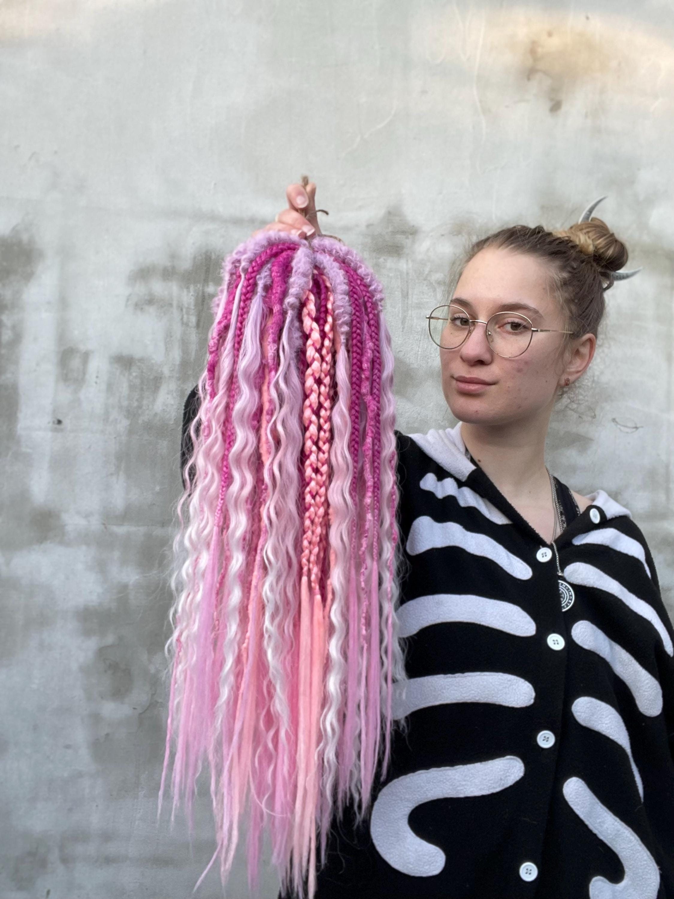 Vibrant Pink Festival Curls - Faux Dreads Extensions  display picture 2