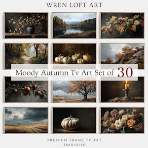 Moody Fall Frame Tv Art Set, Autumn Landscape Tv Art, Fall Frame Tv Art, Pumpkin Tv Art, Vintage Style Autumn Samsung Tv Art Painting Bundle