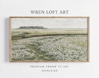 Samsung Frame TV Art Wildflowers Spring Decor Vintage Floral Field Frame TV Art Warm Tonal Country flowers Art Landscape Meadow Download