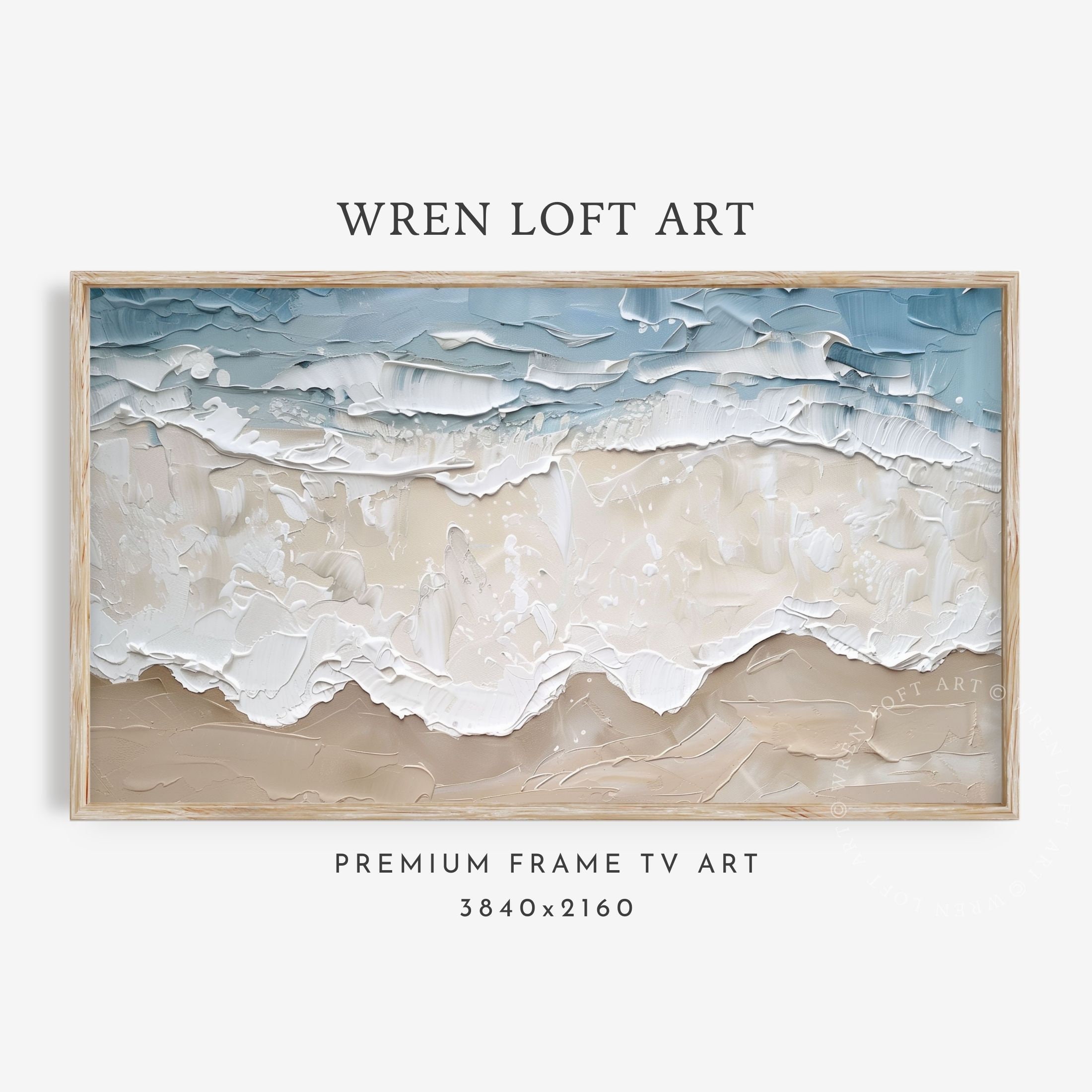 Blue Summer Frame Tv Art Samsung Frame Tv Art Abstract Ocean Waves Soft Blue Seascape Beach Painting Tv Art Cool Toned Textured Screensaver