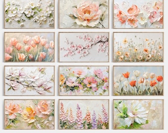 Frame Tv Art, Wildflower Frame Tv Art, Colorful Spring Tv Art Set, Pastel Floral Tv Art, Summer Flower Texture Tv Art, Digital Download