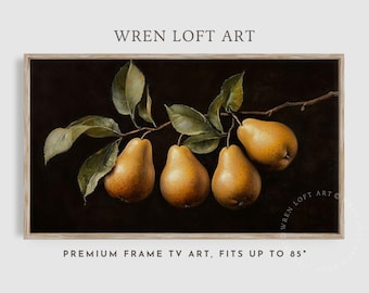 Cuadro de TV Samsung de otoño con diseño de pera oscura y melancólica, pintura al óleo vintage, descarga digital, cuadro de TV de verano, decoración de pared con bodegones de frutas