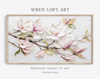 Spring Frame Tv Art Soft Floral Textured Tv Art Samsung Frame Art Magnolia Art Neutral Toned Spring Frame Art Spring Decor Digital Download