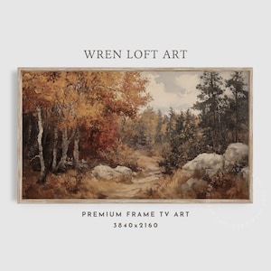 Fall Frame Tv Art, Vintage Style Autumn Landscape Painting, Rustic Fall Decor, Moody Fall Frame tv art, Thanksgiving Screensaver Painting