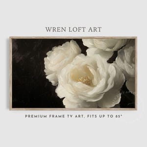 Frame Tv Art Dark Flowers, Vintage Dark Academia Floral Samsung Frame Tv Art, Moody Flower Painting Screensaver, Peony Digital Decor