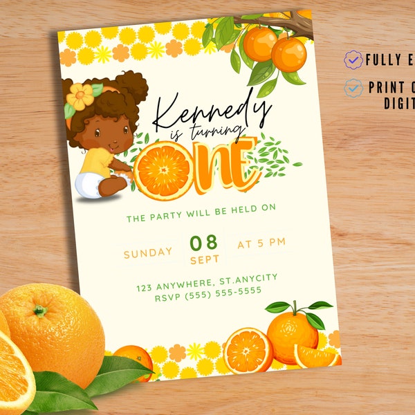 Orange Blossom Digital Download Invitation