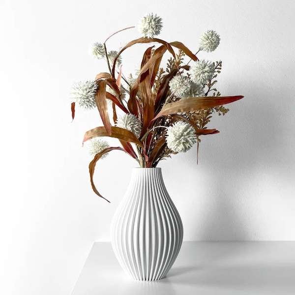 Modern 3D Printed Vase for Flowers | Unique Indoor/Outdoor Decor | Large Vase for Home & Office | Unique Shelf  Desk Decoration