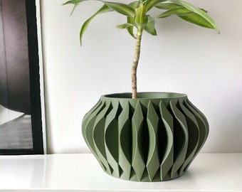 Moderne succulente plantenbak met drainage | Handgemaakte 3D-geprinte bloempot | Binnen- en terrasdecoratie | Unieke thuiskantoor-bureauplant