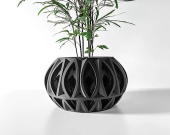 Cache-pot pour l'intérieur avec évacuation en noir : cache-pot unique imprimé en 3D pour plantes succulentes et fleurs