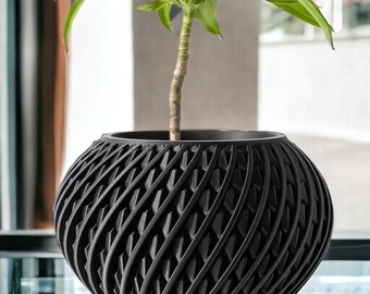 Planter Pot with Drainage, Unique 3D Printed Indoor Planter, Flower and Succulents Planter, Unique Home & Office Decor, Patio Decor