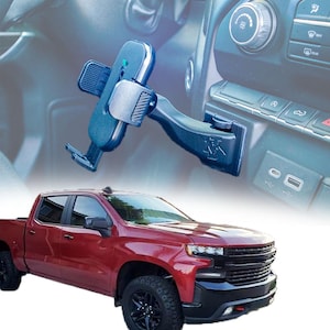 Fits 2019 2020 2021 (and non-refresh models 22 23 24) Chevy Silverado and GMC Sierra 1500 2500 3500 Cellphone Holder/Charger Dashboard Mount