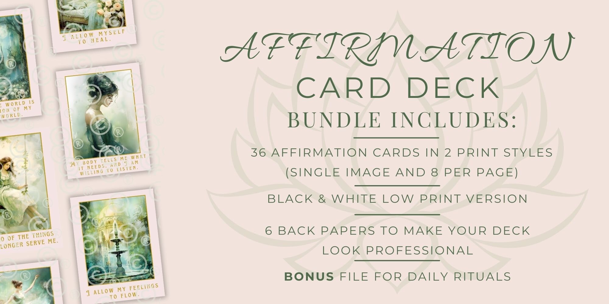 Positive Affirmation Cards for Daily Rituals. Printable Self Love Cards ...