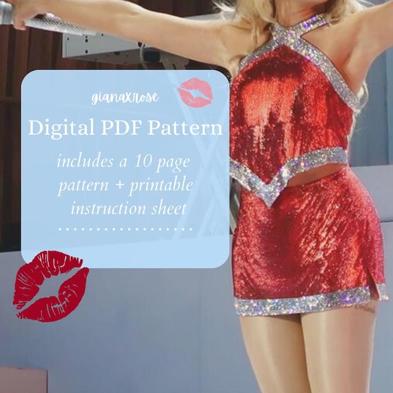 Sabrina Carpenter Juno Outfit Sewing Pattern: Sparkly Crop Top & Mini Skirt (PDF)